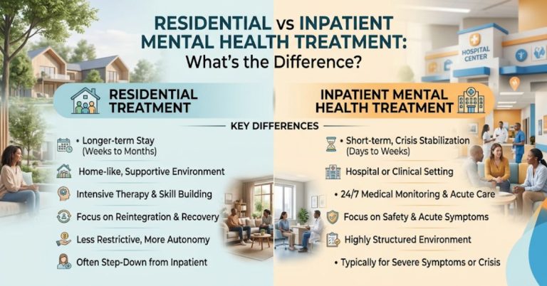 Residential vs Inpatient Mental Health Treatment: What’s the Difference? residential vs inpatient mental health treatment what’s the difference